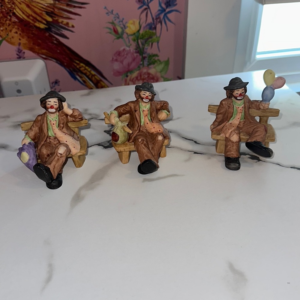 Emmett Kelly Jr. Flambro Set of 3 Clown Figurines